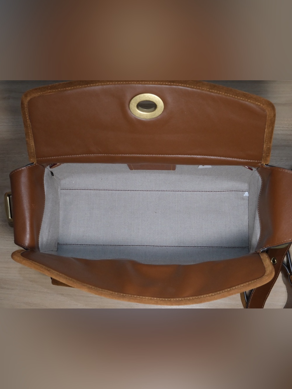 Coach Chestnut Brown Suede Turnlock Haversack Bag - Picture 12 of 16